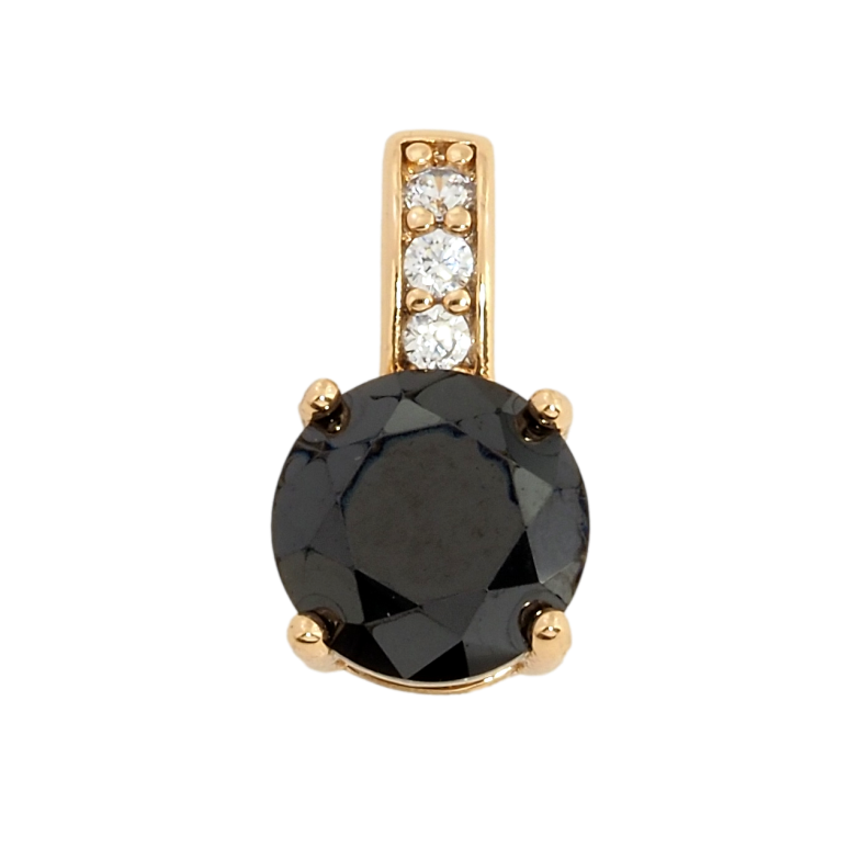 Кулон Xuping Позолота 18K Черный фианит, ø 7мм для цепочки до 3мм фото №1 Кулон Xuping Позолота 18K Черный фианит, ø 7мм для цепочки до 3мм фото №1