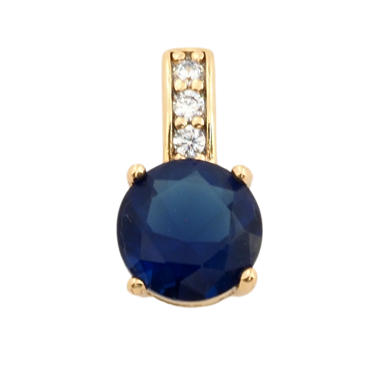 Кулон Xuping Позолота 18K Синій фіаніт, ø 7мм для ланцюжка до 3мм фото №1