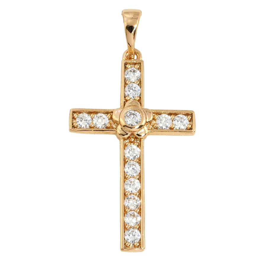 Кулон Xuping Позолота 18K Крест с цирконием для цепочки до 5мм фото №1 Кулон Xuping Позолота 18K Крест с цирконием для цепочки до 5мм фото №1