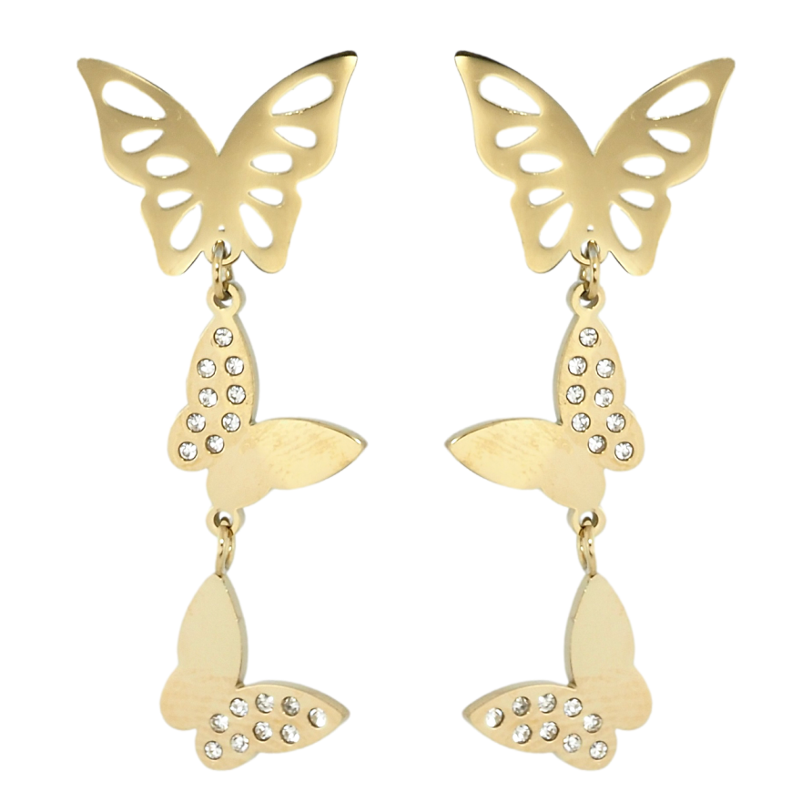 Сережки Xuping TTM Stainless Steel колір 14K пусети Підвіски метелики фото №1
