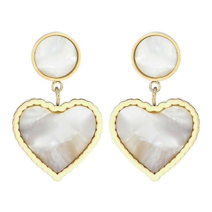 Сережки Xuping TTM Stainless Steel колір 14K пусети Підвіски з перламутровими вставками фото №7