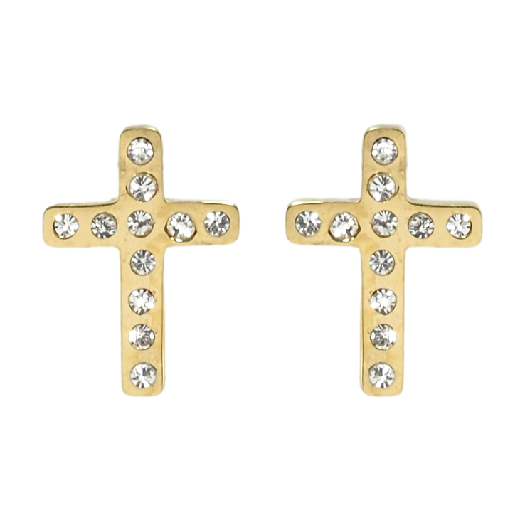 Серьги Xuping TTM Stainless Steel цвет 14K пусеты Крестики с цирконием фото №8