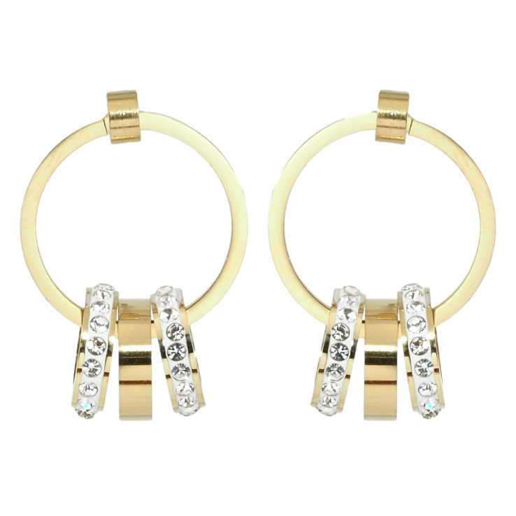 Сережки Xuping TTM Stainless Steel колір 14K пусети Кільця з цирконієм фото №11