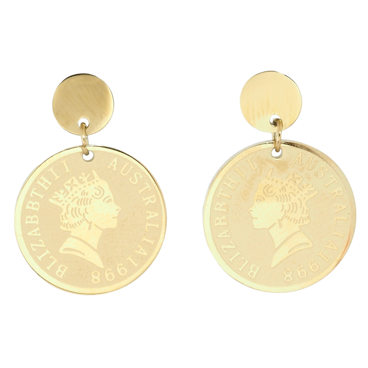 Сережки Xuping TTM Stainless Steel колір 14K пусети Підвіски з монетками фото №8