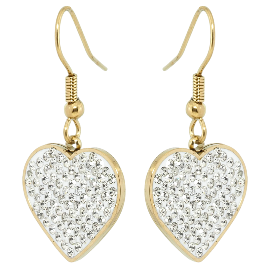 Сережки Xuping TTM Stainless Steel колір 14K французький замок Сердечки інкрустація цирконієм фото №1 Сережки Xuping TTM Stainless Steel колір 14K французький замок Сердечки інкрустація цирконієм фото №1