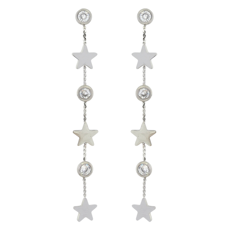 Сережки Xuping TTM Stainless Steel колір Родій пусети Зоряні підвіски фото №12