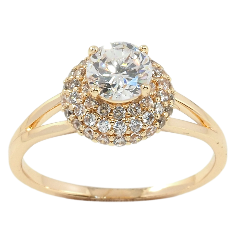 Кольцо Xuping M&L Цвет 18К Фианит в обрамлении циркония фото №1