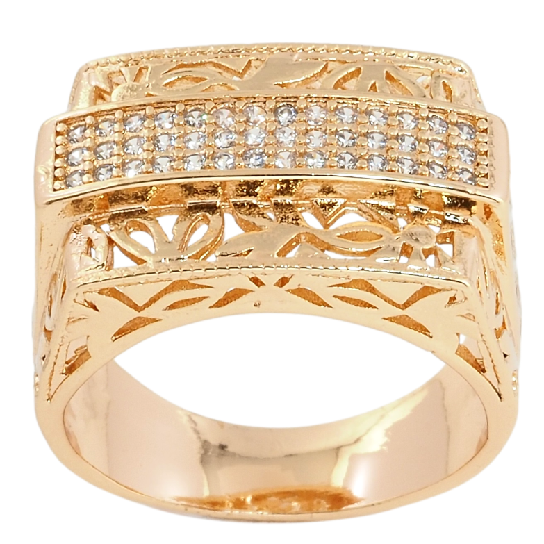 Перстень Xuping M&L Цвет 18К Резной купол с инкрустацией цирконием фото №1