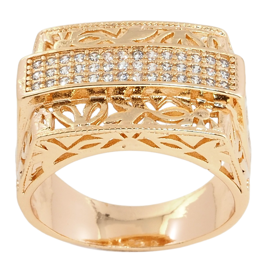 Перстень Xuping M&L Цвет 18К Резной купол с инкрустацией цирконием фото №1