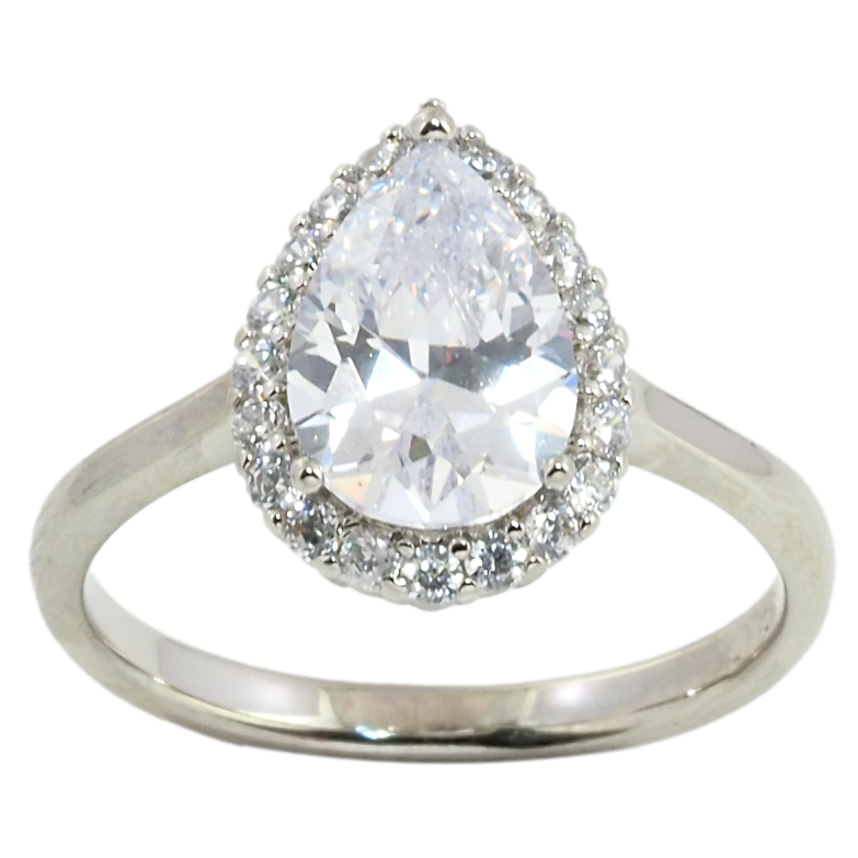 Каблучка Xuping Родій Фіаніт крапелька в обрамленні цирконію фото №1