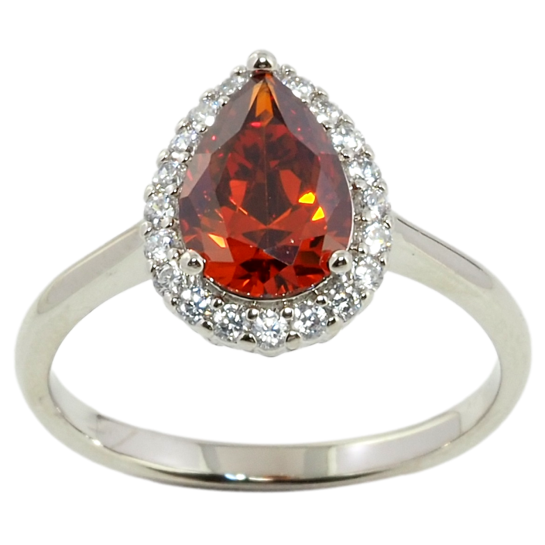 Каблучка Xuping Родій Червоний фіаніт крапелька в обрамленні цирконію фото №1