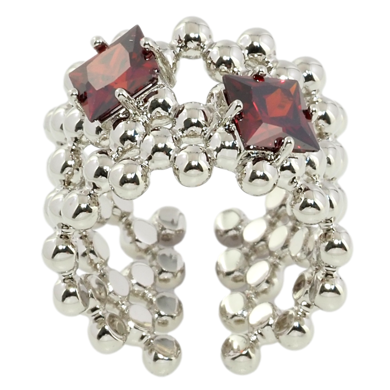 Каблучка Xuping Родій Візерунок кульки з червоними фіанітами фото №1