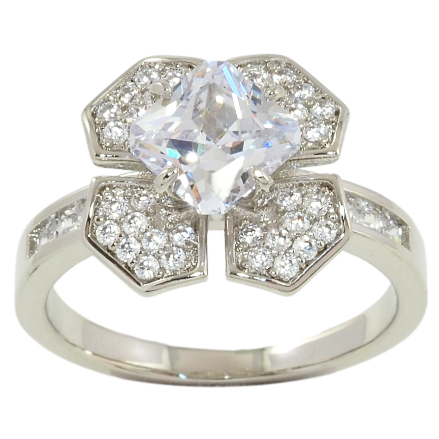 Кольцо Xuping Родий Цветок с цирконием фото №1