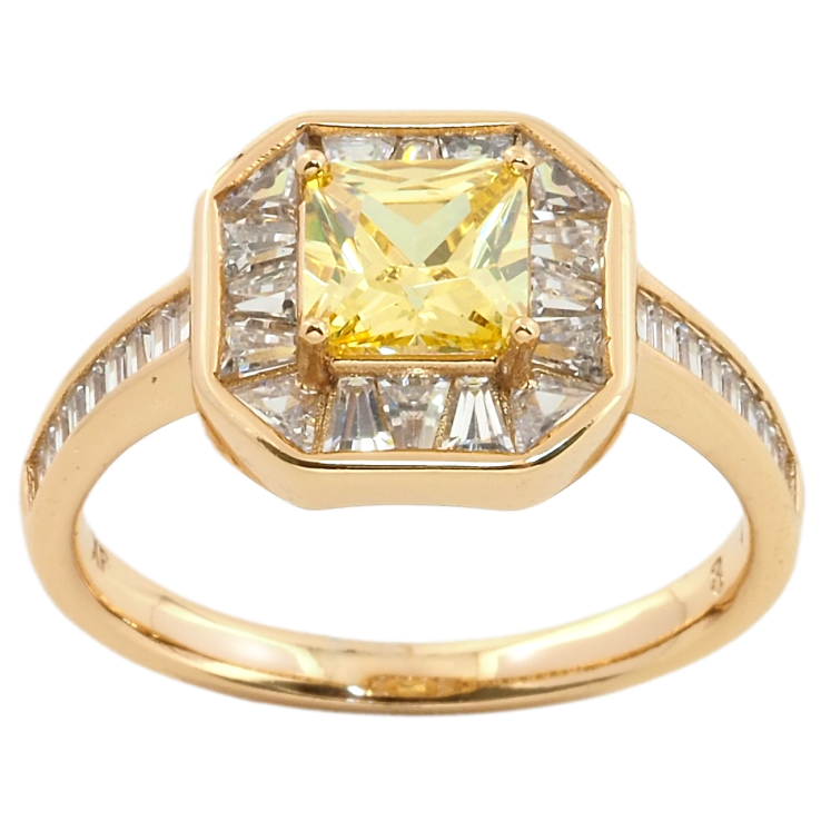 Каблучка Xuping Позолота 18K Жовтий фіаніт в обрамленні цирконію фото №11