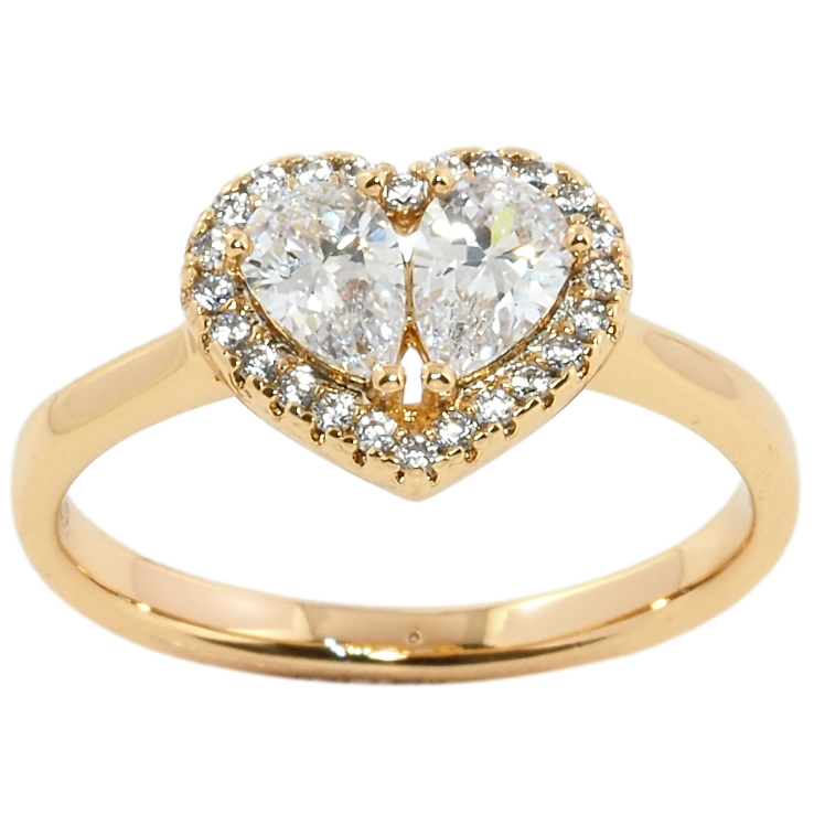 Кольцо Xuping Позолота 18K Кристальное сердечко фото №9