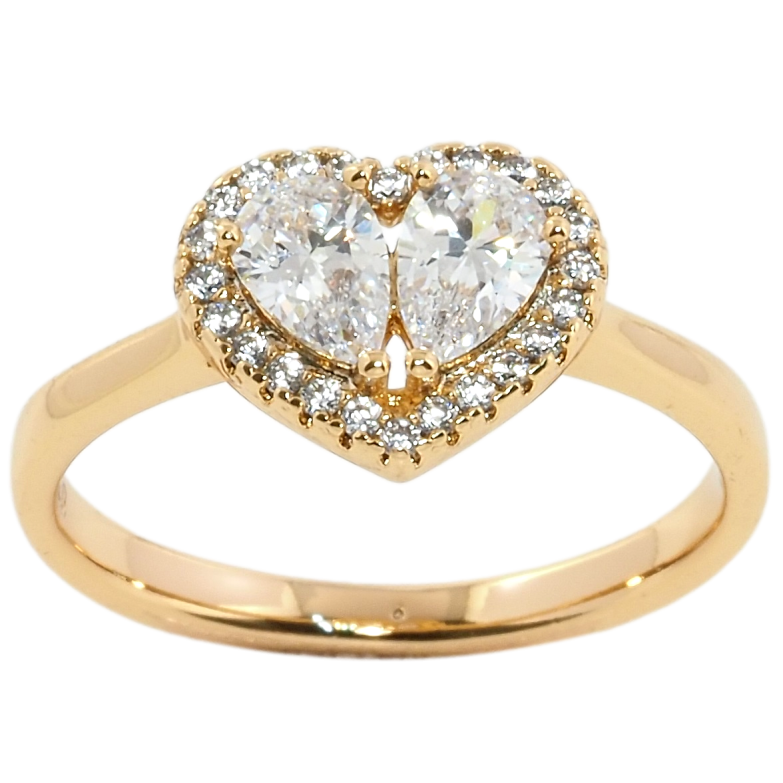 Каблучка Xuping Позолота 18K Кришталеве серце фото №1