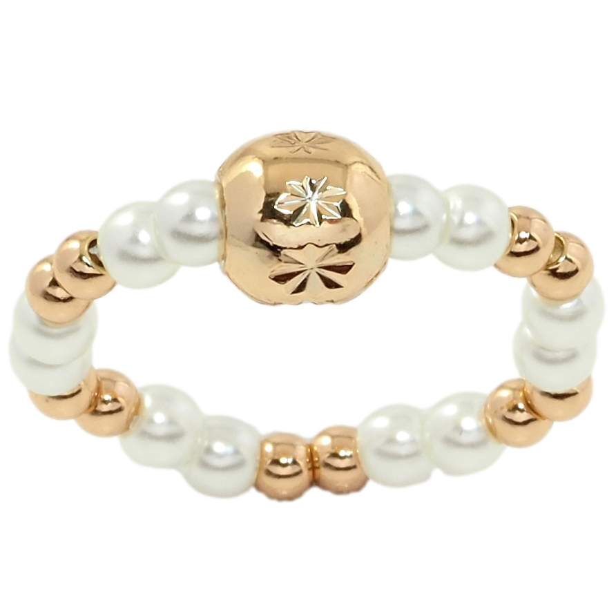 Кольцо Xuping Позолота 18K Бусины на резинке, ø 2мм свободный размер от 16 до 18 фото №1