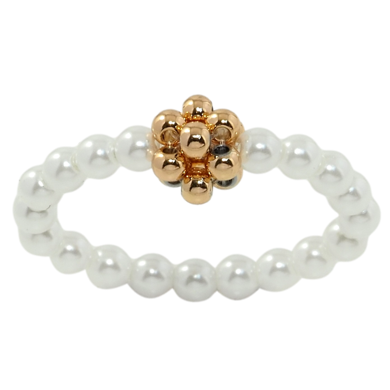 Кольцо Xuping Позолота 18K Бусины на резинке, ø 3мм свободный размер от 17 до 18 фото №1