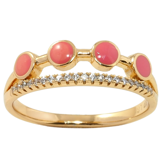 Кольцо Xuping Позолота 18K Дорожка циркония и розовой эмали фото №1