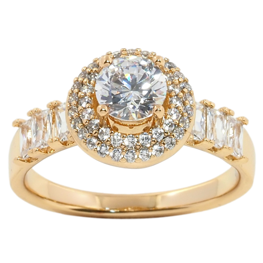 Кольцо Xuping Позолота 18K Фианит в обрамлении циркония фото №1