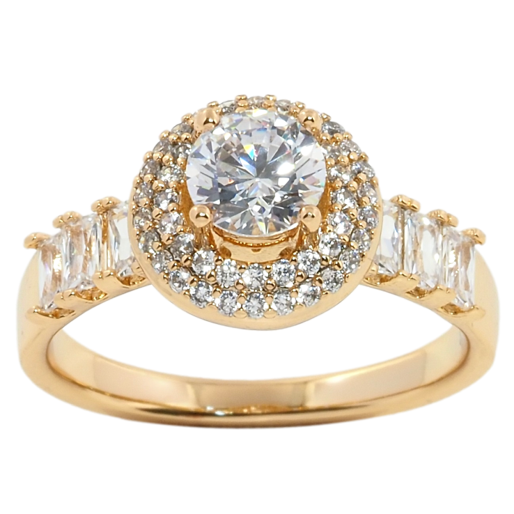 Кольцо Xuping Позолота 18K Фианит в обрамлении циркония фото №7