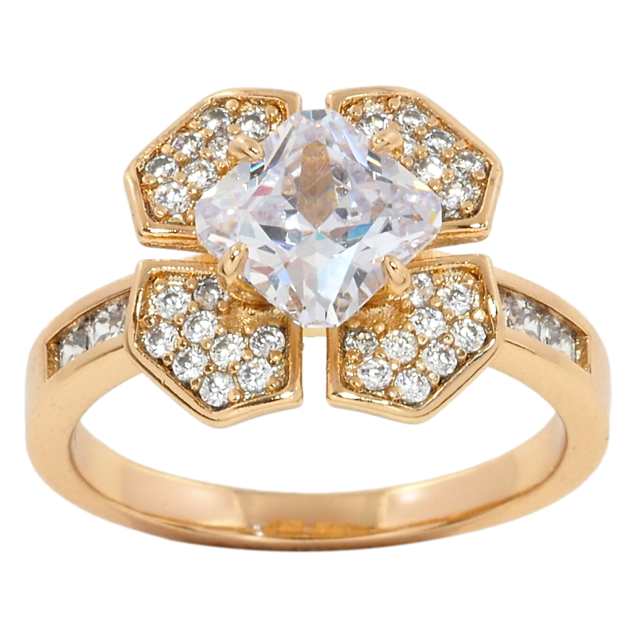 Кольцо Xuping Позолота 18K Цветок с фианитом и цирконием фото №1