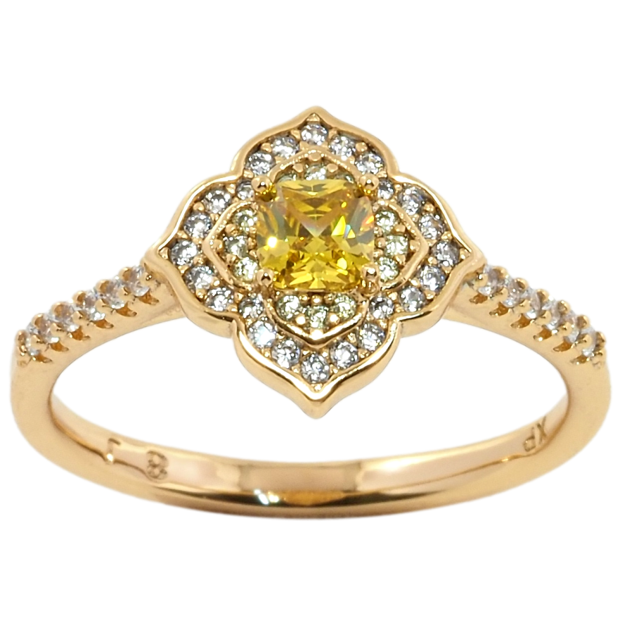 Каблучка Xuping Позолота 18K Квітка інкрустація цирконієм з жовтим фіанітом фото №1 Каблучка Xuping Позолота 18K Квітка інкрустація цирконієм з жовтим фіанітом фото №1