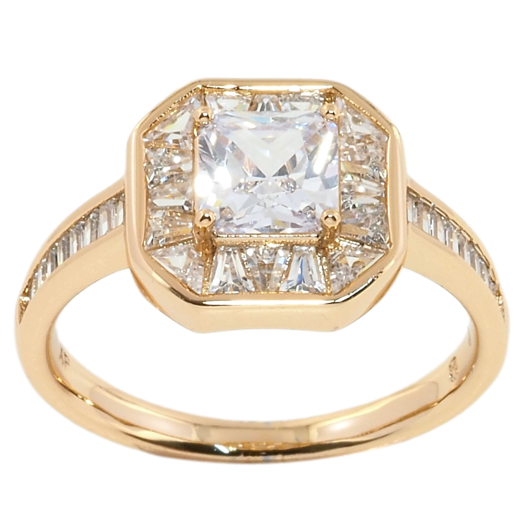 Кольцо Xuping Позолота 18K Фианит в обрамлении циркония фото №22