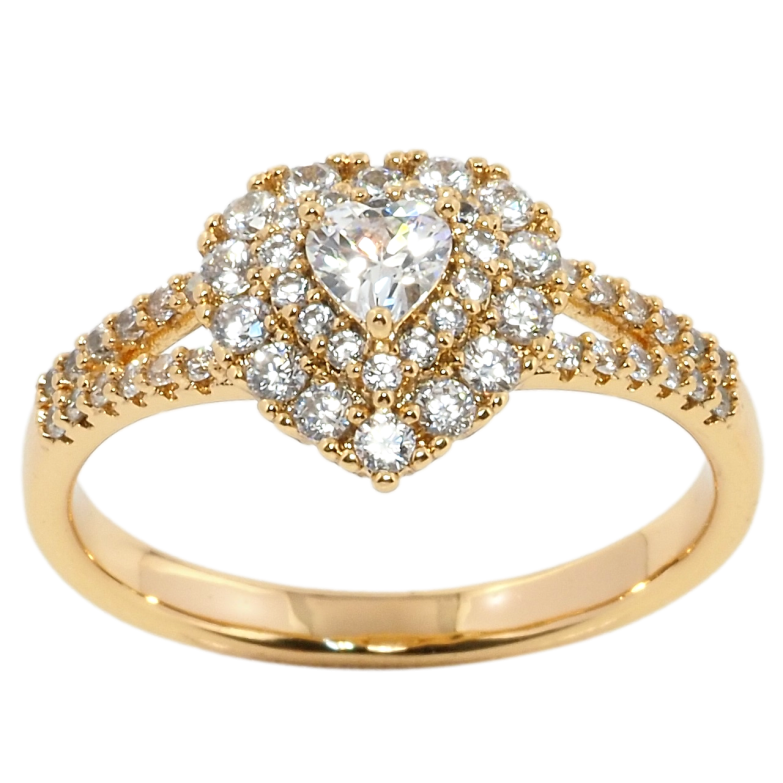 Каблучка Xuping Позолота 18K Серце з цирконієм фото №1