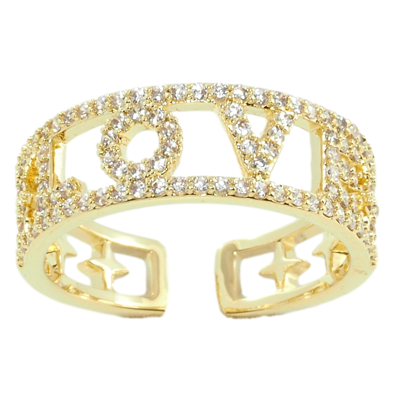 Каблучка Xuping QQMМ Позолота 14K Love з цирконієм фото №1 Каблучка Xuping QQMМ Позолота 14K Love з цирконієм фото №1