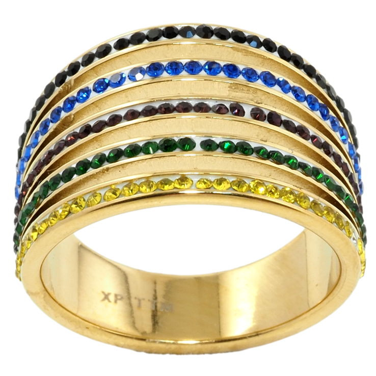 Кольцо Xuping TTM Stainless Steel Цвет 14К Дорожки цветного циркония фото №18