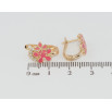 Серьги Xuping Позолота 18K английский замок Цветочки с розовой эмалью и цирконием фото №2