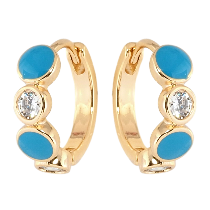 Сережки Xuping Позолота 18K колечка Кола з цирконієм та блакитною емаллю фото №14 Сережки Xuping Позолота 18K колечка Кола з цирконієм та блакитною емаллю фото №14
