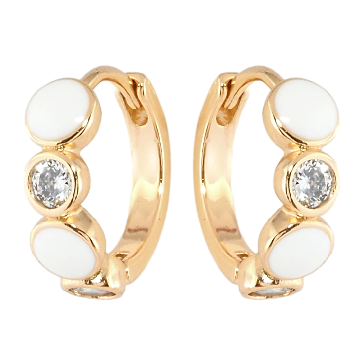 Сережки Xuping Позолота 18K колечка Кола з цирконієм та білою емаллю фото №23 Сережки Xuping Позолота 18K колечка Кола з цирконієм та білою емаллю фото №23