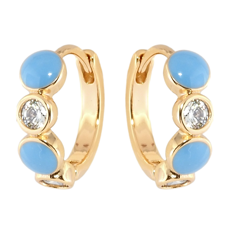 Сережки Xuping Позолота 18K колечка Кола з цирконієм та блакитною емаллю фото №13 Сережки Xuping Позолота 18K колечка Кола з цирконієм та блакитною емаллю фото №13