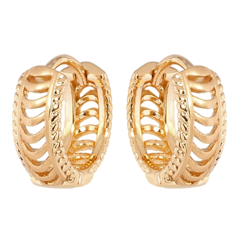 Сережки Xuping Позолота 18K колечка Різьблений орнамент фото №1