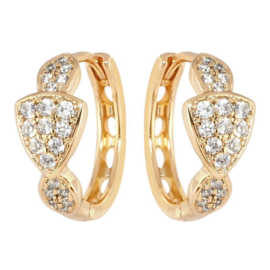 Серьги Xuping Позолота 18K колечки Инкрустация цирконием фото №1