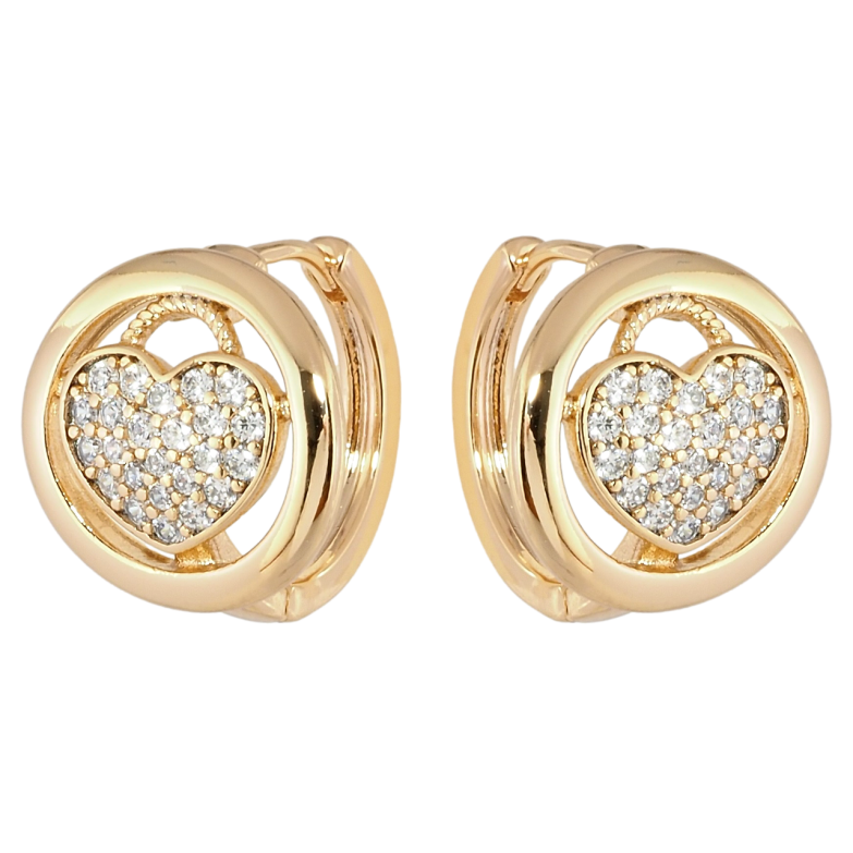 Сережки Xuping Позолота 18K колечка Сердечки з цирконієм фото №1