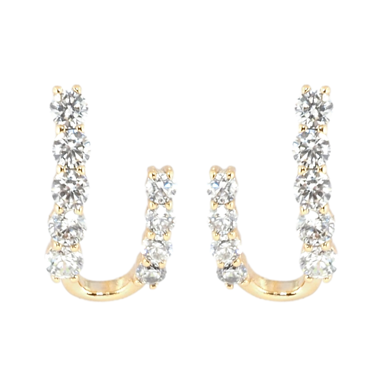 Серьги Xuping Позолота 18K пусеты Декоративные крючки с дорожками циркония фото №2