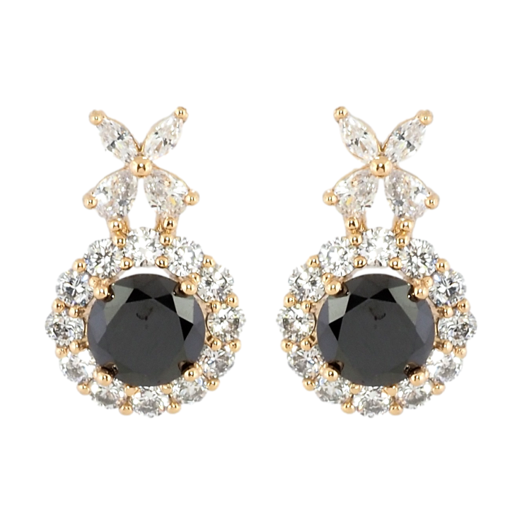 Сережки Xuping Позолота 18K пусети Чорний фіаніт в обрамленні цирконію фото №24