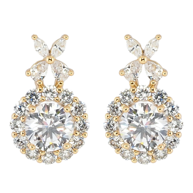 Сережки Xuping Позолота 18K пусети Фіаніт в обрамленні цирконію фото №1