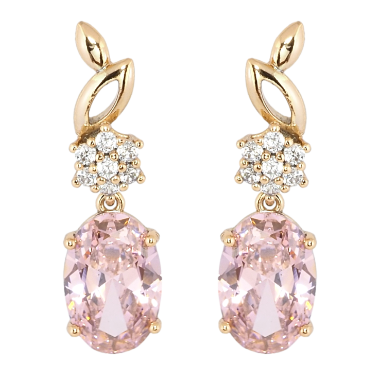 Сережки Xuping Позолота 18K пусети Елегантні підвіски з рожевим фіанітом фото №23