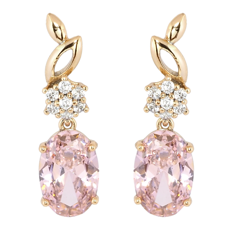 Сережки Xuping Позолота 18K пусети Елегантні підвіски з рожевим фіанітом фото №1