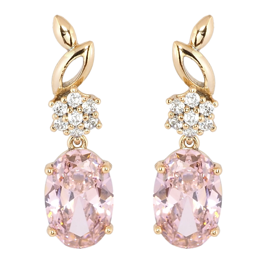 Сережки Xuping Позолота 18K пусети Елегантні підвіски з рожевим фіанітом фото №1