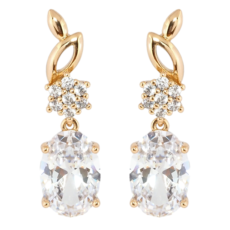 Сережки Xuping Позолота 18K пусети Елегантні підвіски з фіанітом фото №25