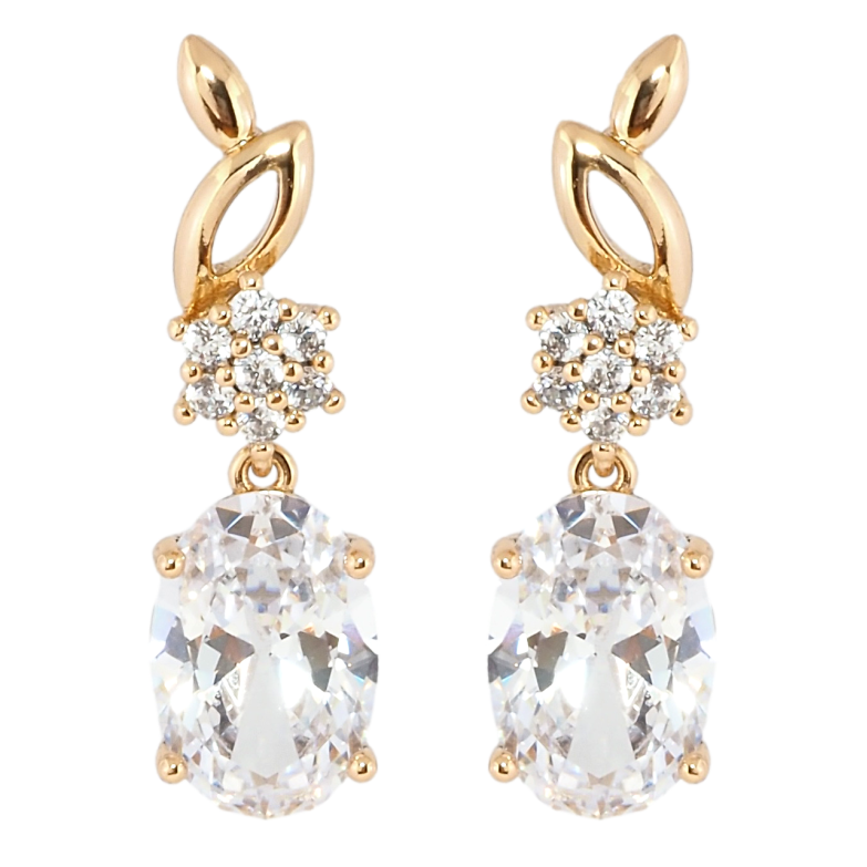 Сережки Xuping Позолота 18K пусети Елегантні підвіски з фіанітом фото №1