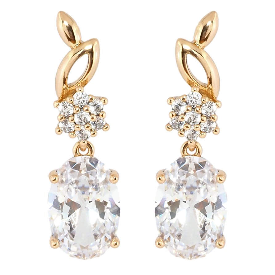 Сережки Xuping Позолота 18K пусети Елегантні підвіски з фіанітом фото №1