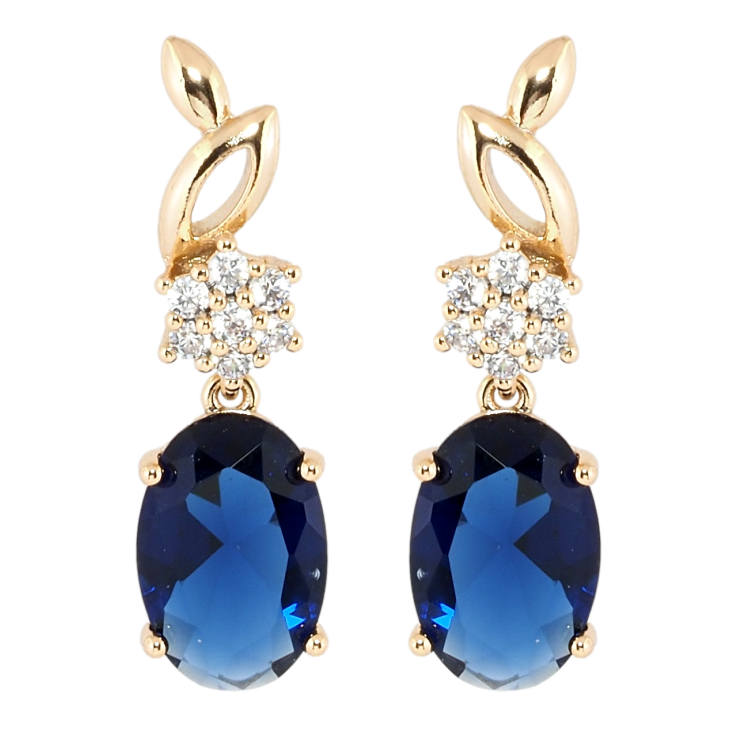 Сережки Xuping Позолота 18K пусети Елегантні підвіски з синім фіанітом фото №22