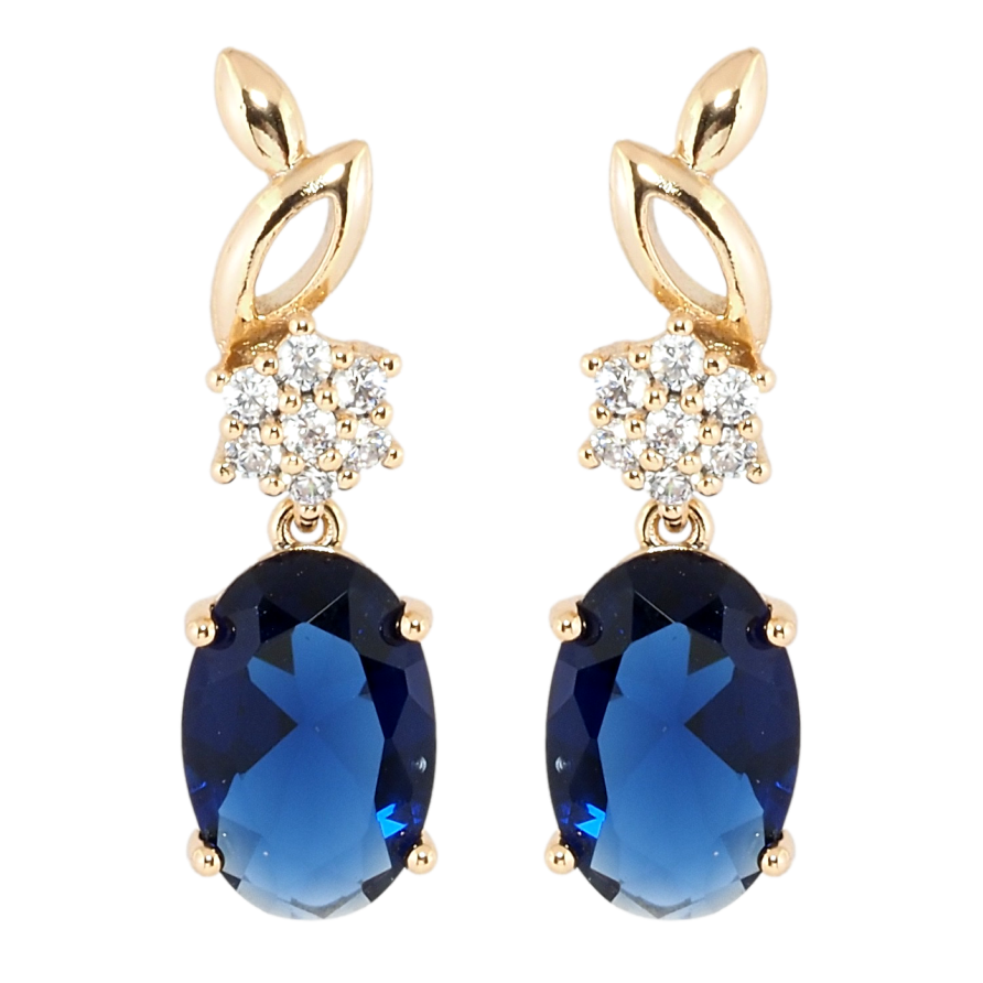 Сережки Xuping Позолота 18K пусети Елегантні підвіски з синім фіанітом фото №1