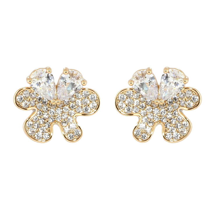 Сережки Xuping Позолота 18K пусети Квіти інкрустація цирконієм фото №19